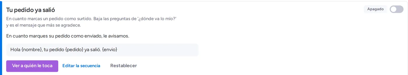 El playbook de aviso de envío: en cuanto marques su pedido como enviado, le avisamos